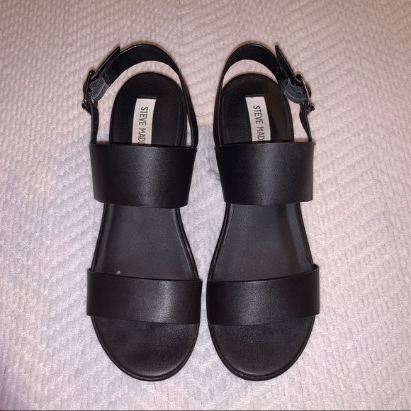 Steve Madden Black Block Strappy Heels - Picture 2 of 5